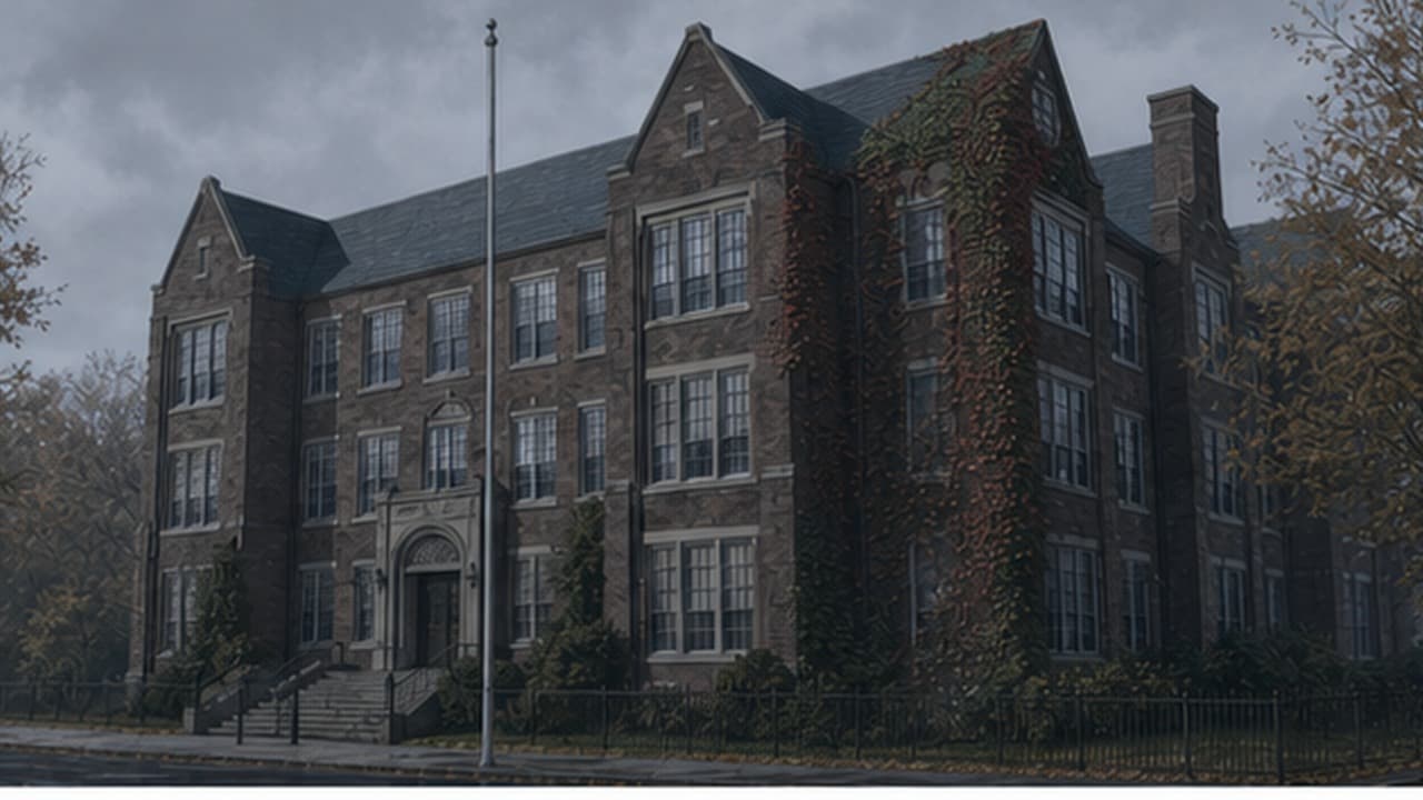 Halloway Elementary beneath a late-autumn overcast sky