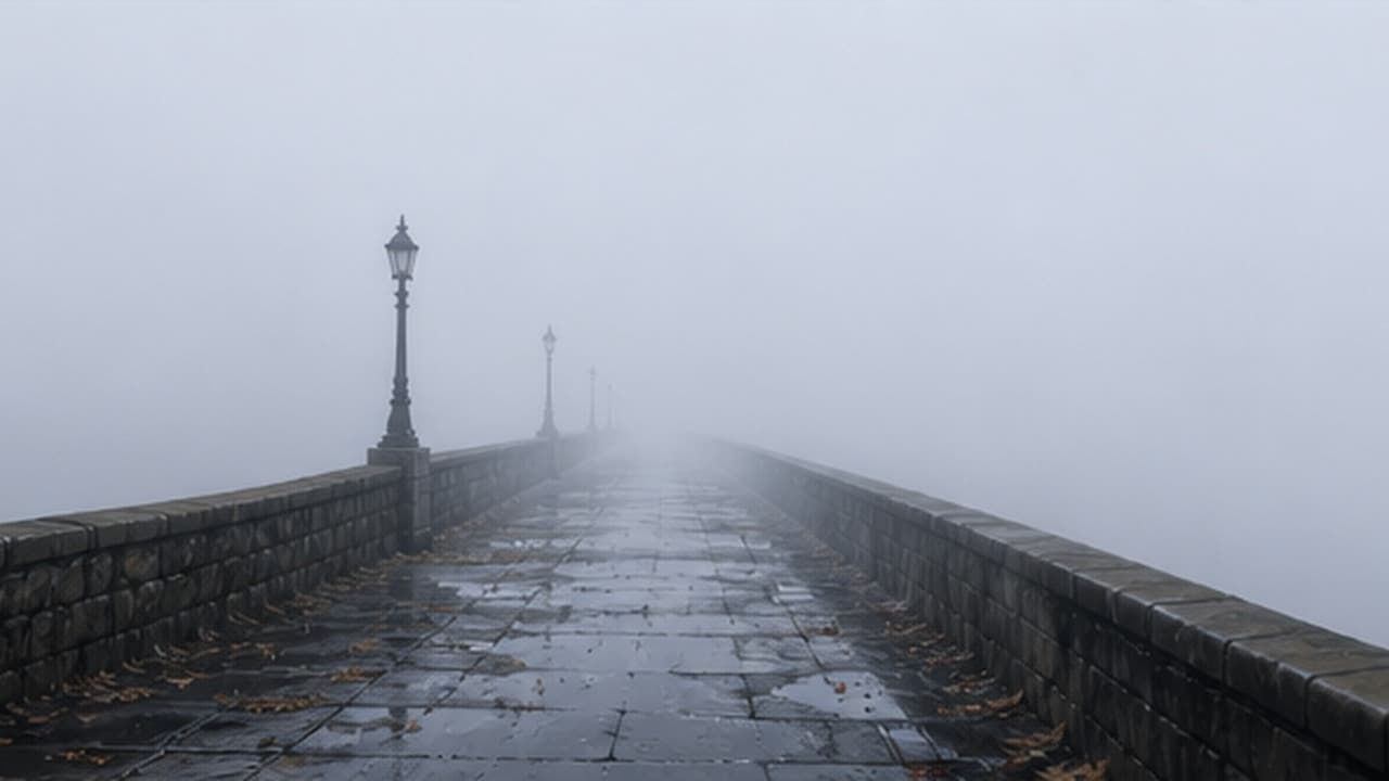 Miller Street Bridge disappearing into river fog